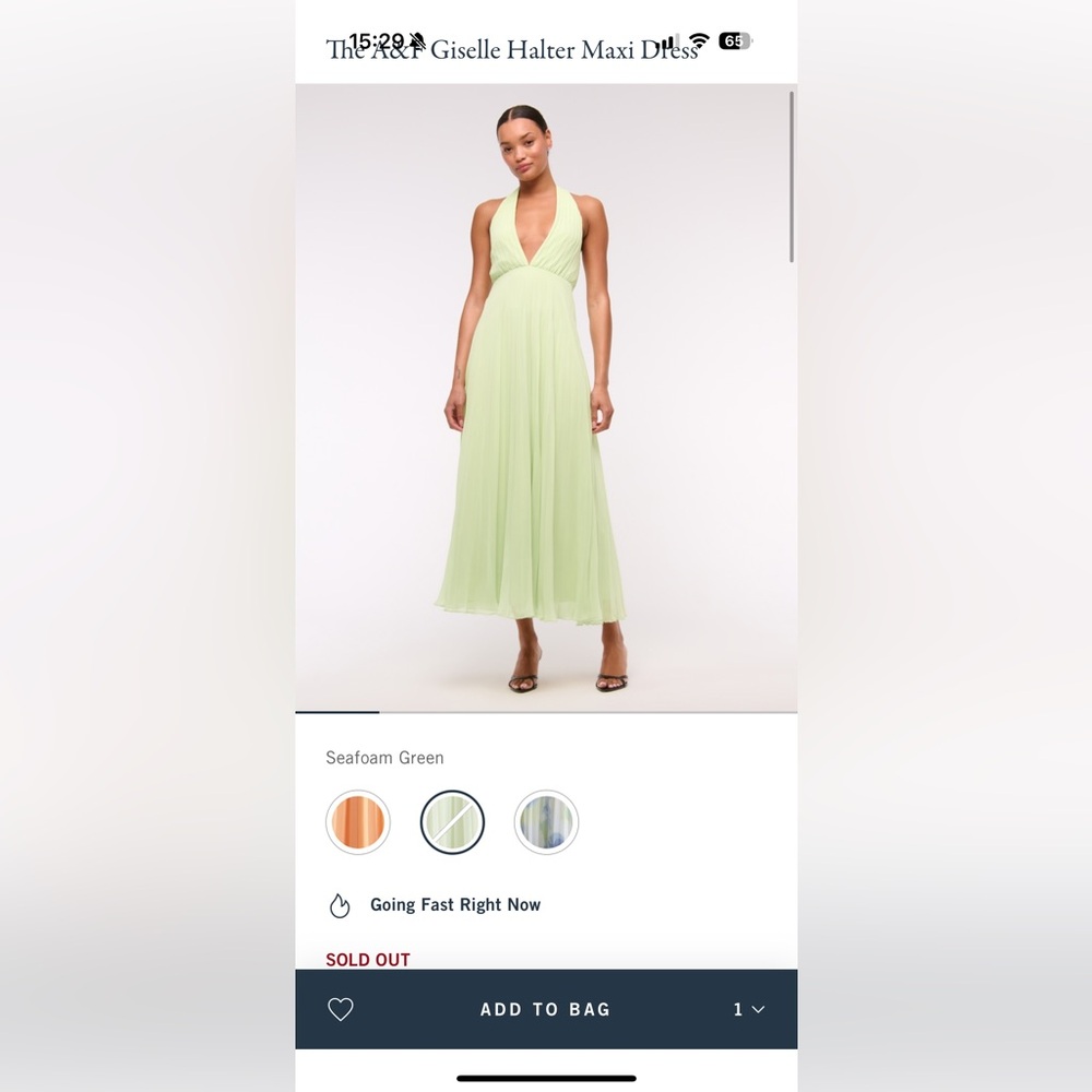 Abercrombie & Fitch Giselle Halter Green Maxi Dress